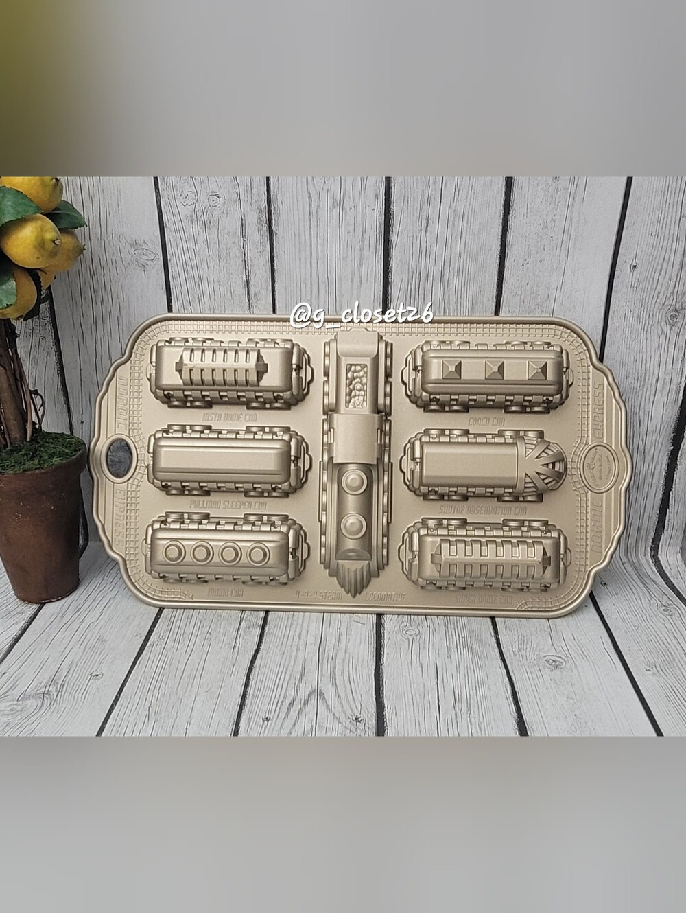 Gold Train-Shaped Baking Pan by Nordic Ware